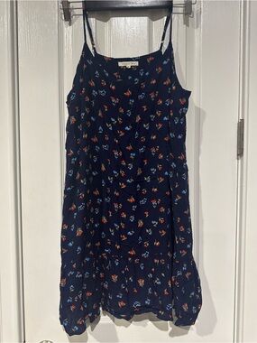 Copper Key Navy Floral Dress with Blue and Red Accents